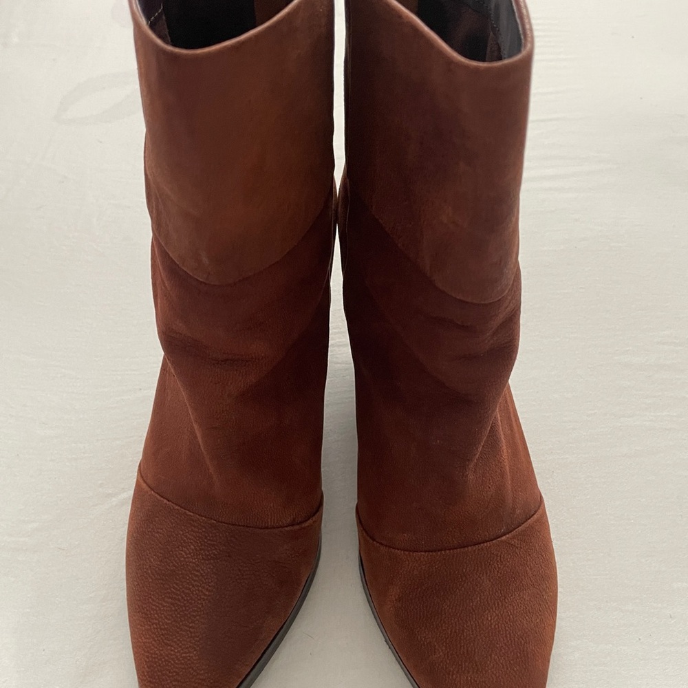 Kelsi Dagger Leather Brown Ankle Booties